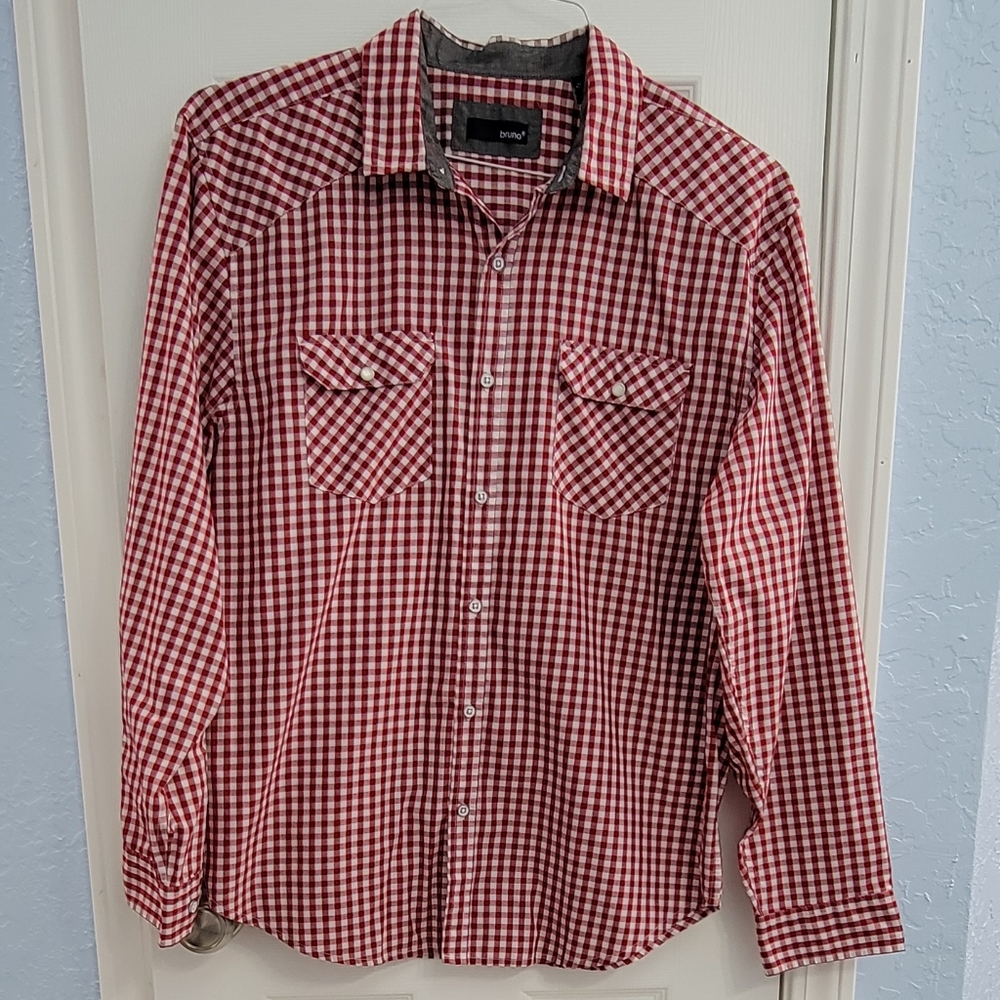 Bruno Men's Red Plaid Button Up